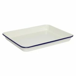 Wiltshire Enamel Bake Tray 800mL / 26.5cm Blue Rim
