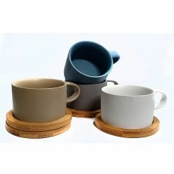 Coffee Culture Matte Colour 200mL Coffee And Tea Cups With Coasters