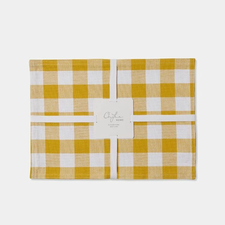 Chyka Home Chyka Gingham 4 Pack Placemat 36x50cm Mustard 3 Chyka Home Chyka Gingham 4 Pack Placemat 36x50cm Mustard - Image 3
