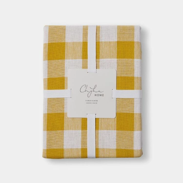 Chyka Home Chyka Gingham Tablecloth 150x250cm Mustard 3 Chyka Home Chyka Gingham Tablecloth 150x250cm Mustard - Image 3