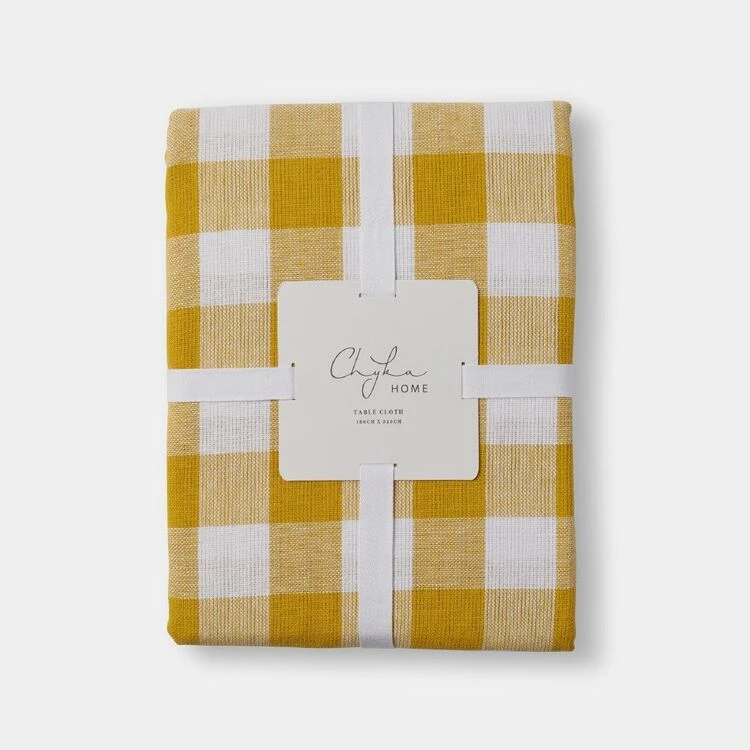 Chyka Home Chyka Gingham Tablecloth 180x320cm Mustard 3 Chyka Home Chyka Gingham Tablecloth 180x320cm Mustard - Image 3