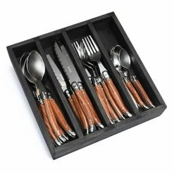 Laguiole Elite Wood Finish 24 Piece Cutlery Set