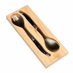 Laguiole Elite Pearl Black 2 Piece Salad Server Set