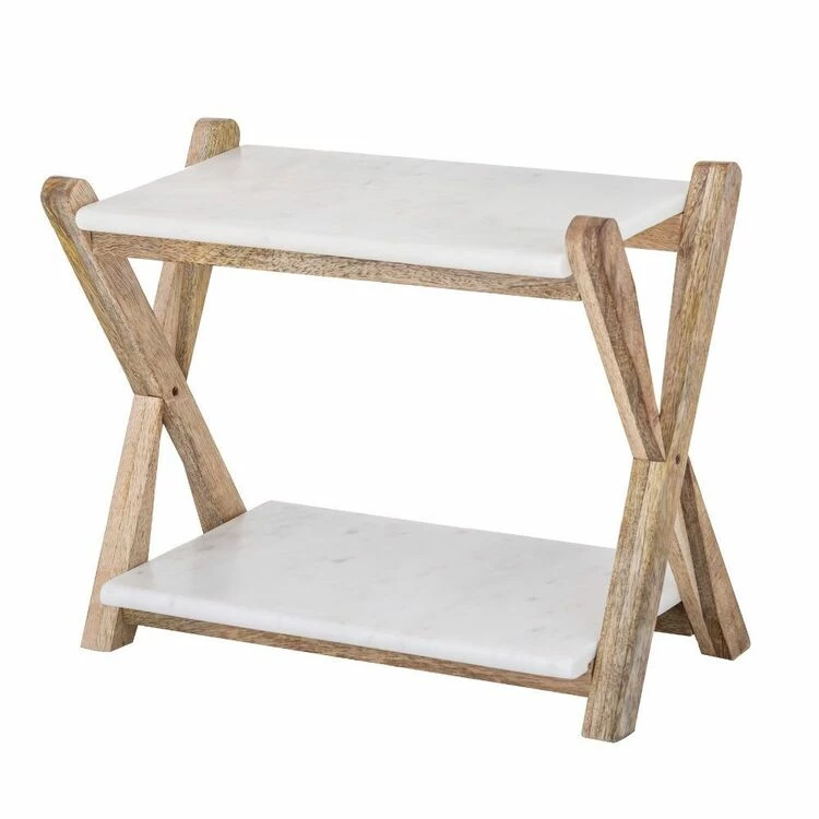 Academy Eliot Two Tier Serving Board Natural/White 38x18x30cm 2 Academy Eliot Two Tier Serving Board Natural/White 38x18x30cm - Image 2