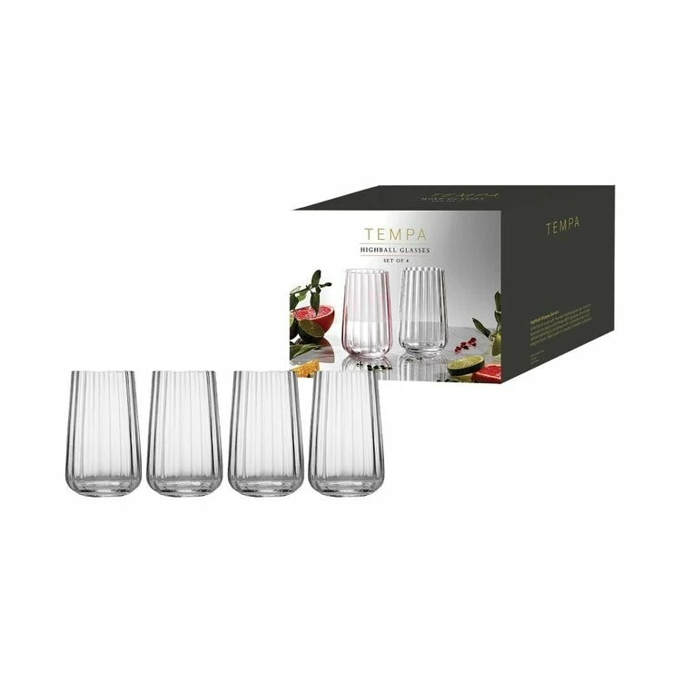 Tempa Esme 4 Pack Highball Tumbler Clear 1 Tempa Esme 4 Pack Highball Tumbler Clear