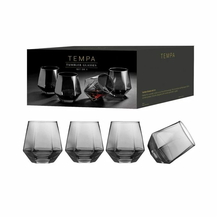 Tempa Jaxon Charcoal Tumblers Set Of 4 1 Tempa Jaxon Charcoal Tumblers Set Of 4