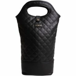 Ladelle Tempa Quilted Black Insulated Double Wine Bag