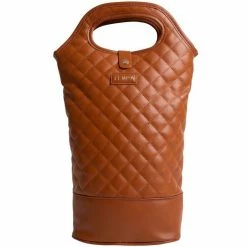 Ladelle Tempa Quilted Brown Insulated Double Wine Bag