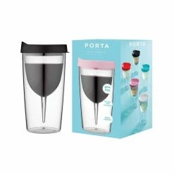 Porta Portables Clear Black Wine Vino Tumbler