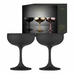 Tempa Aurora Matte Black 2 Piece Coupe Glass Set