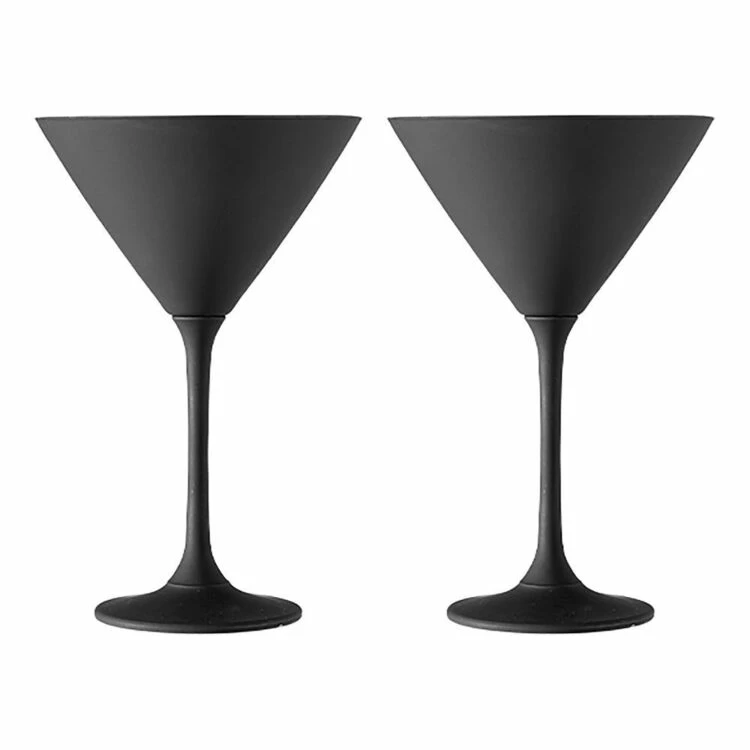 Tempa Aurora Matte Black 2 Piece Martini Glass Set 1 Tempa Aurora Matte Black 2 Piece Martini Glass Set