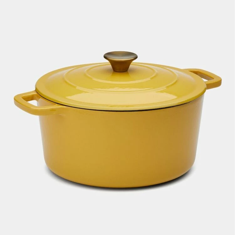 Smith & Nobel Luxe Cast Iron Casserole Mustard 5L 1 Smith & Nobel Luxe Cast Iron Casserole Mustard 5L