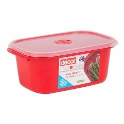 Decor Décor Microsafe Oblong Food Storage Container With Steaming Rack 1.6L