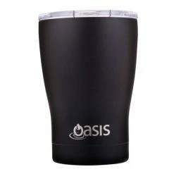 Oasis 340mL Stainless Steel Coffee Cup With Lid - Black
