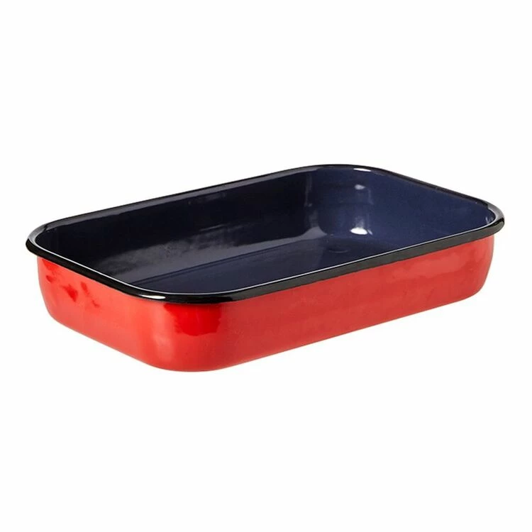 Bialetti Enamel Roasting Pan Red 36x22cm 1 Bialetti Enamel Roasting Pan Red 36x22cm