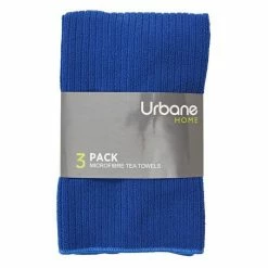 Urbane Home Microfibre 3 Pack Tea Towel Blue Stripe