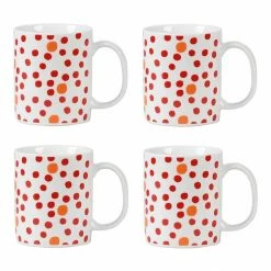 Soren Polka 4-Piece Mug Set Orange