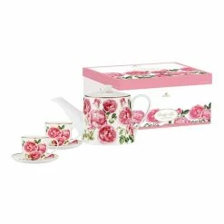 Ashdene Heritage Rose Teapot + 2-Piece Teacup Set