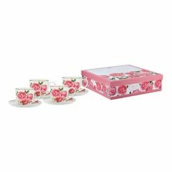 Ashdene Heritage Rose 4-Piece Cup + Saucer Set
