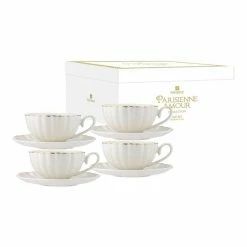 Ashdene Parisienne Amour 4-Piece Cup + Saucer Set