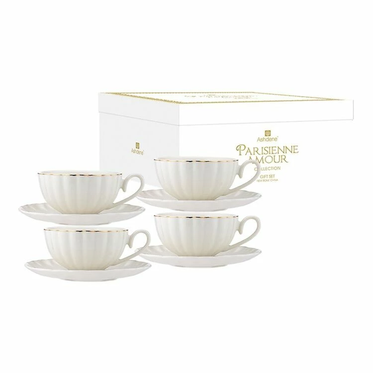 Ashdene Parisienne Amour 4-Piece Cup + Saucer Set 1 Ashdene Parisienne Amour 4-Piece Cup + Saucer Set