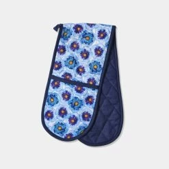 Mozi Blue Pansy Double Oven Mitt