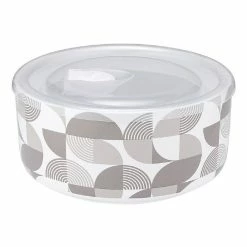 Ladelle Prep Linear Grey Geo Microwave Food Bowl