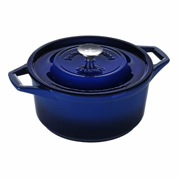 Swiss Diamond Cast Au Four Round Blue Casserole 25cm 1 Swiss Diamond Cast Au Four Round Blue Casserole 25cm