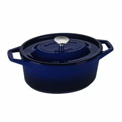 Swiss Diamond Cast Au Four Oval Blue Casserole 29cm