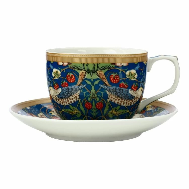 Casa Domani William Morris Cup & Saucer 240mL Strawberry Thief Blue Gift Boxed 1 Casa Domani William Morris Cup & Saucer 240mL Strawberry Thief Blue Gift Boxed