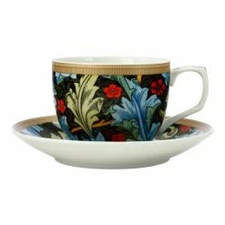 Casa Domani William Morris Cup & Saucer 240mL Blue Acanthus Gift Boxed